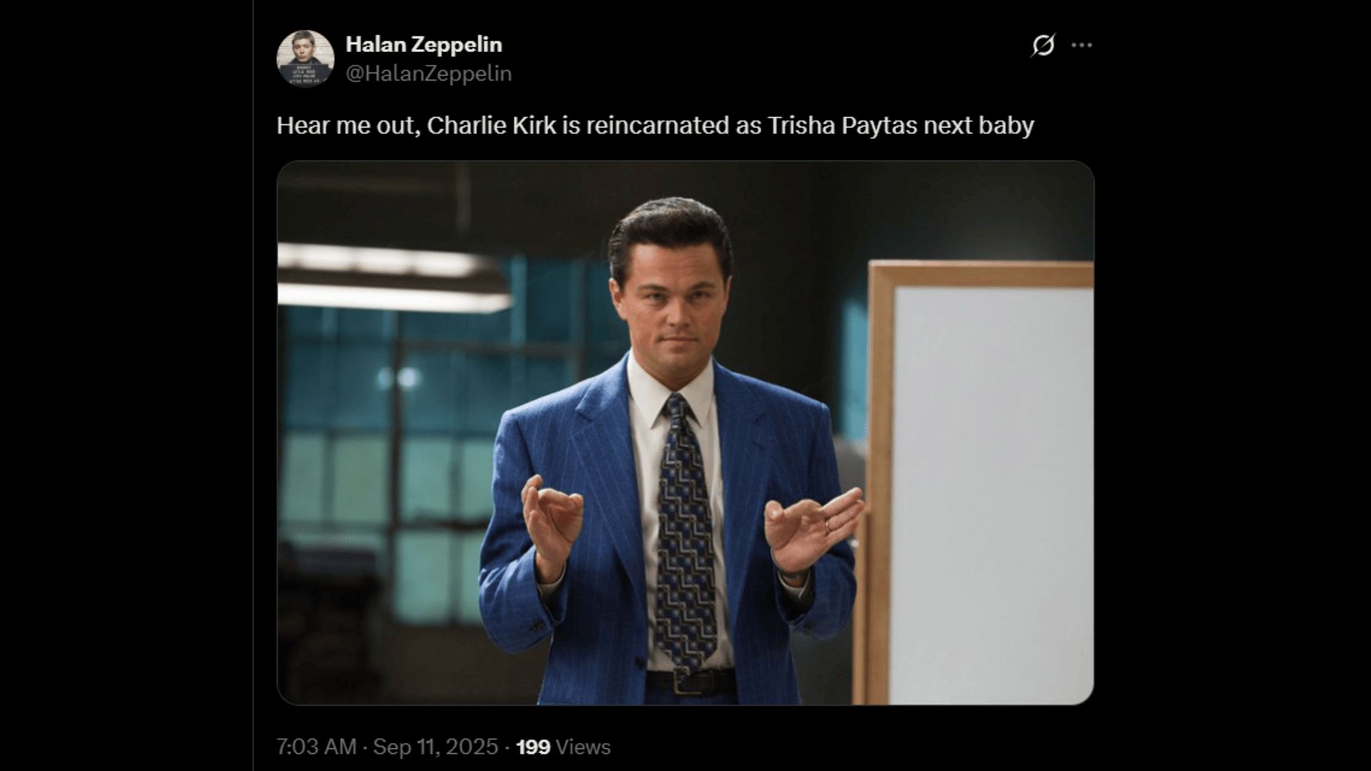 Trisha Paytas&#039; baby theory has resurfaced amid Charlie Kirk&#039;s death. (Image via X/@HalanZeppelin)