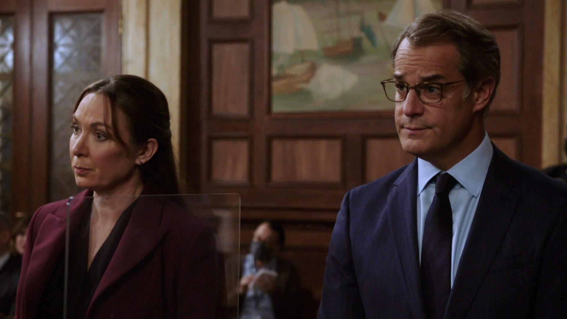 Rita Calhoun &amp; Chip Gallagher in Law &amp; Order: SVU &ndash; The Long Arm of the Witness (Image Via: Peacock)