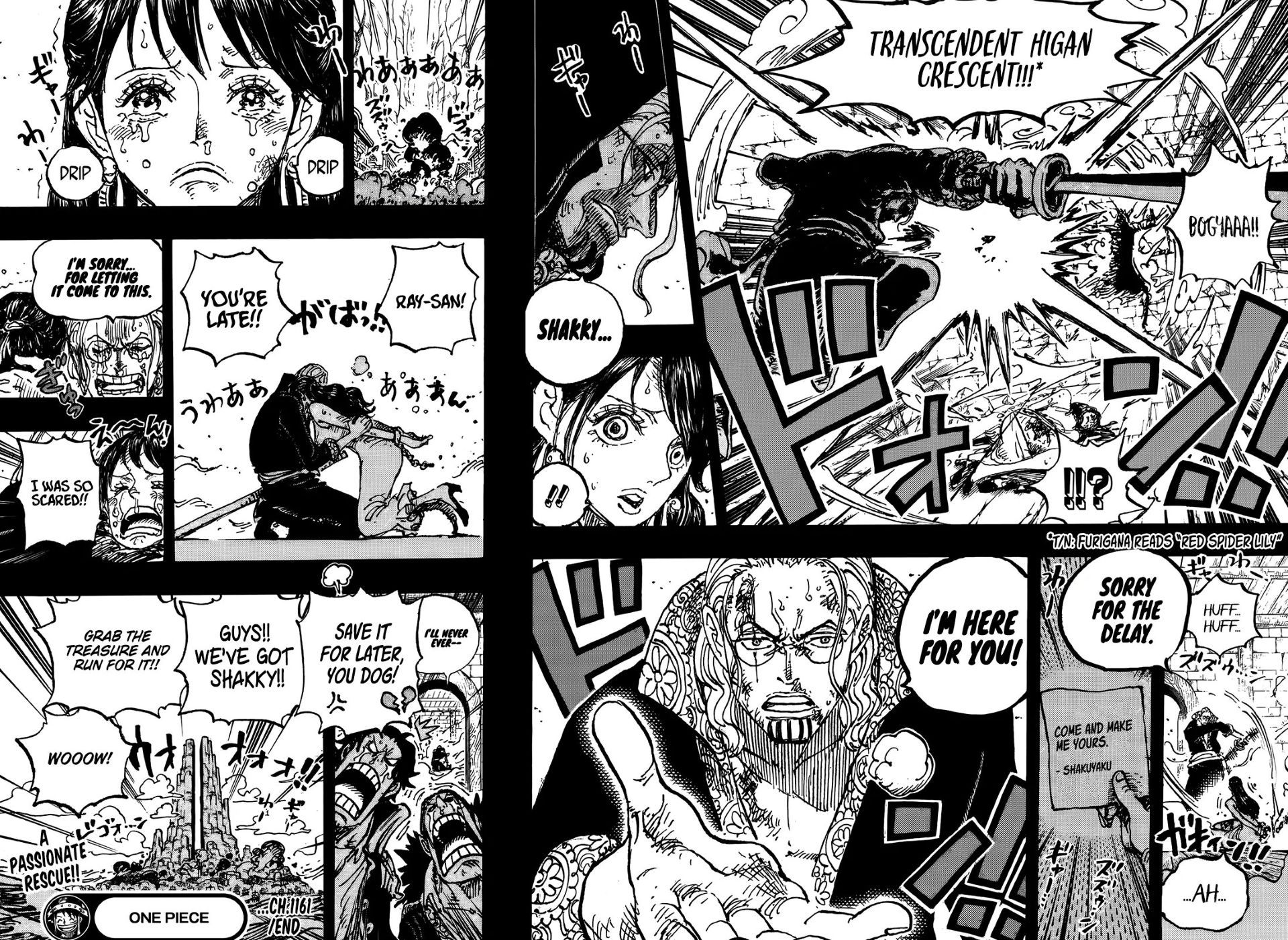 Roger and Scopper Gaban cry when Rayleigh and Shakky are reunited (Image Credit: Shueisha)