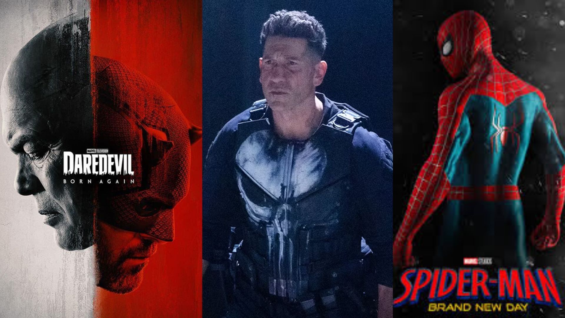 Daredevil: Born Again, Punisher and Spider-Man | Image via Disney+ and Sony Pictures