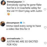 Fans react to Justin's post. (Image via Instagram/@lilbieber)