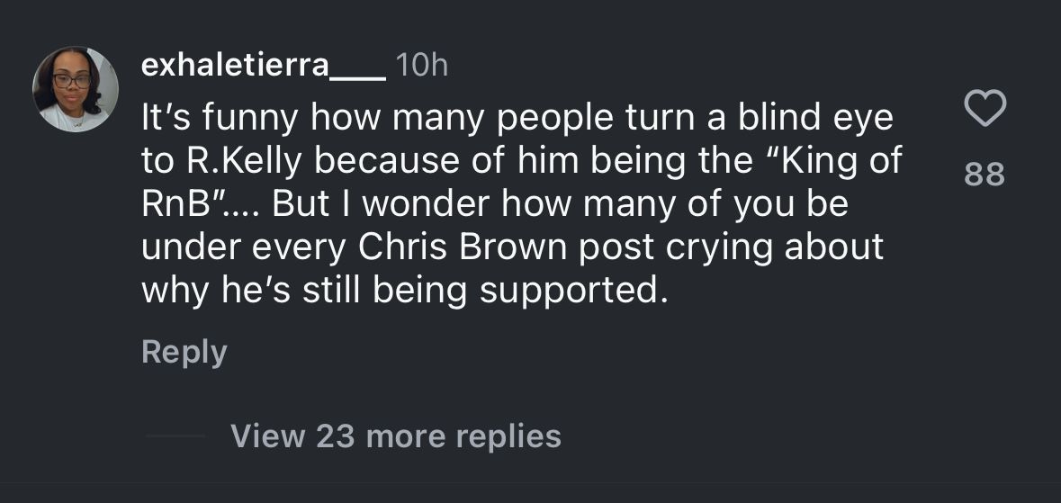 Comment of a user under The Shade Room&#039;s post about Tyrese calling the artist &ldquo;the King of R&amp;B.&quot; (Image via Instagram/@theshaderoom)
