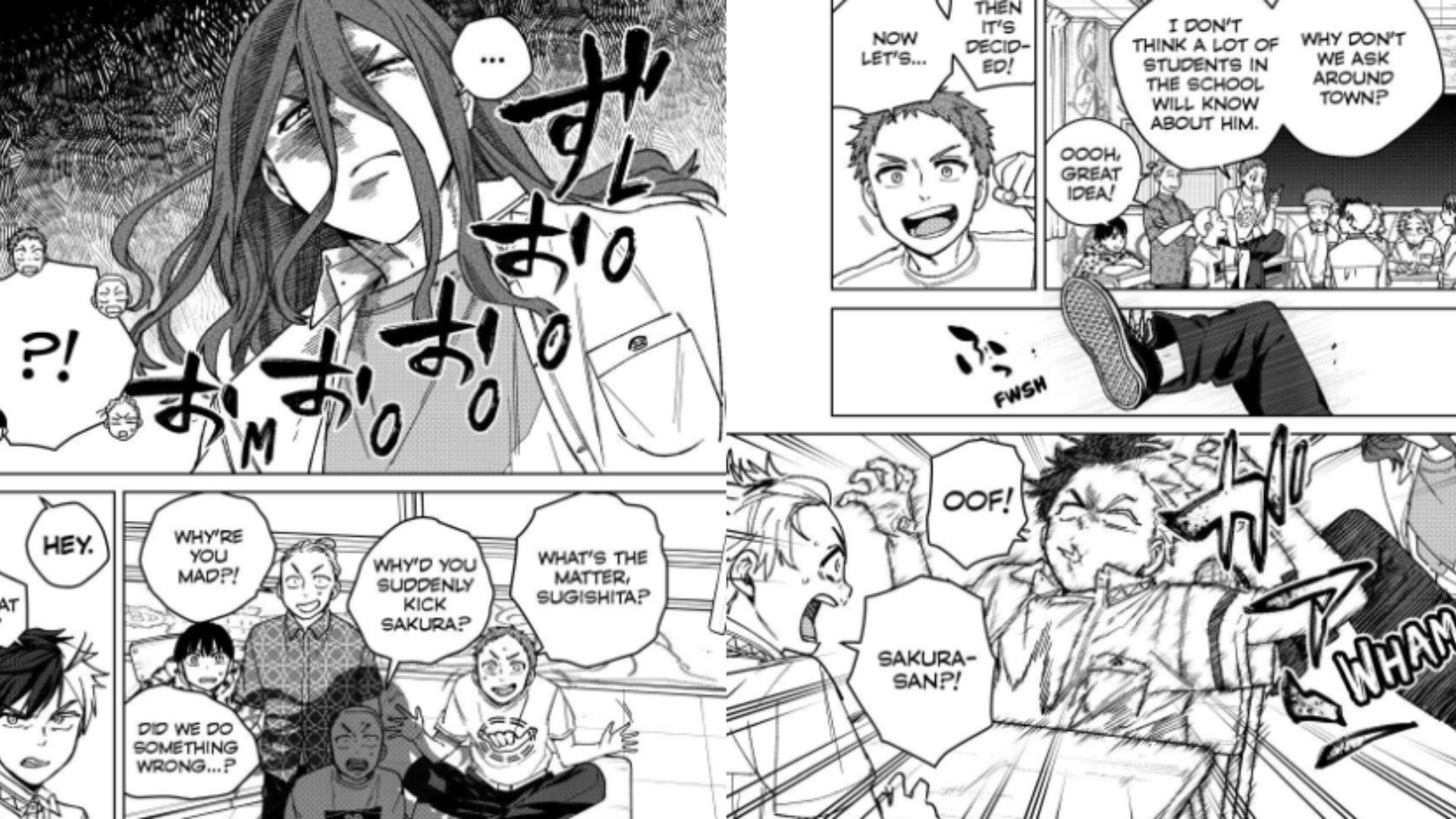Sugishita kicks Sakura from the back (Image Source: K-Manga)