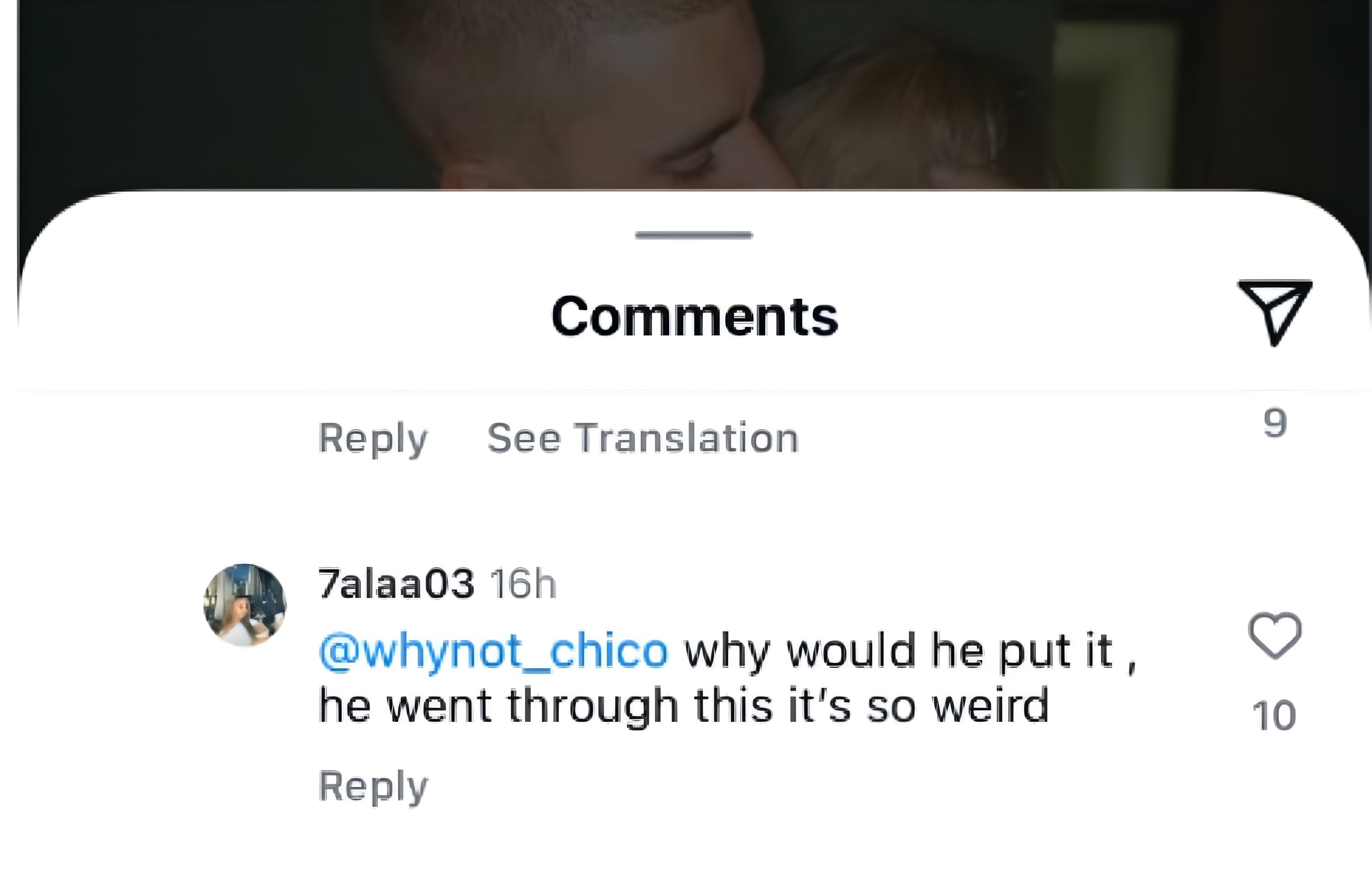 Instagram user 7alaa03 reacts to Justin Bieber&#039;s pizza photo (Image via official Instagram @lilbieber)