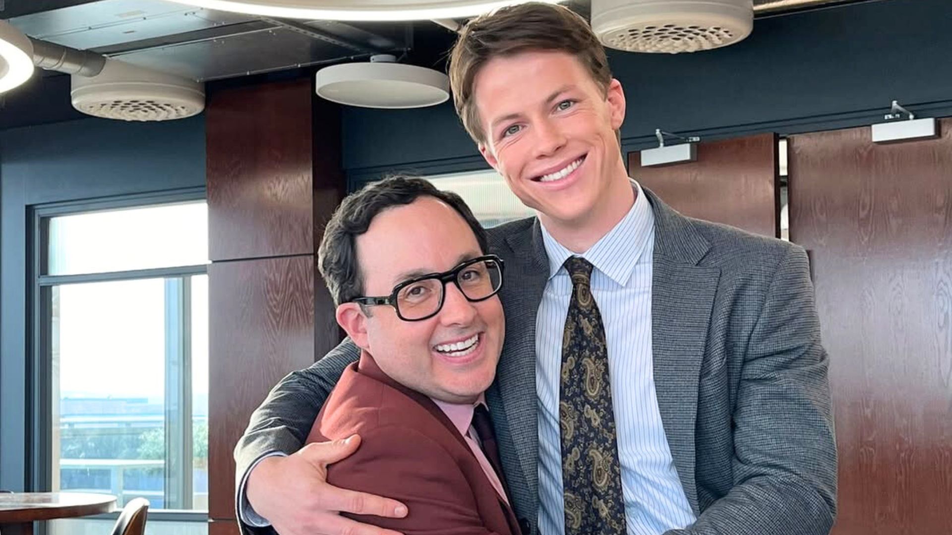 Milo Callaghan and P. J. Byrne in The Rainmaker | Image via Instagram: usanetwork
