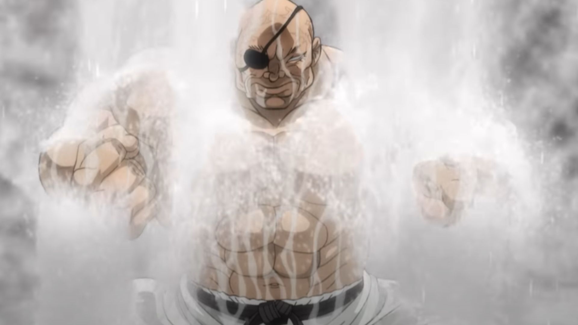 Doppo Orochi as seen training under a waterfall (Image Source: TMS Entertainment)