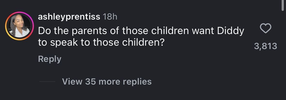The comment section under The Shade Room&#039;s Instagram post about White wanting Combs to speak to her students if released from jail. (Image via Instagram/@theshaderoom)