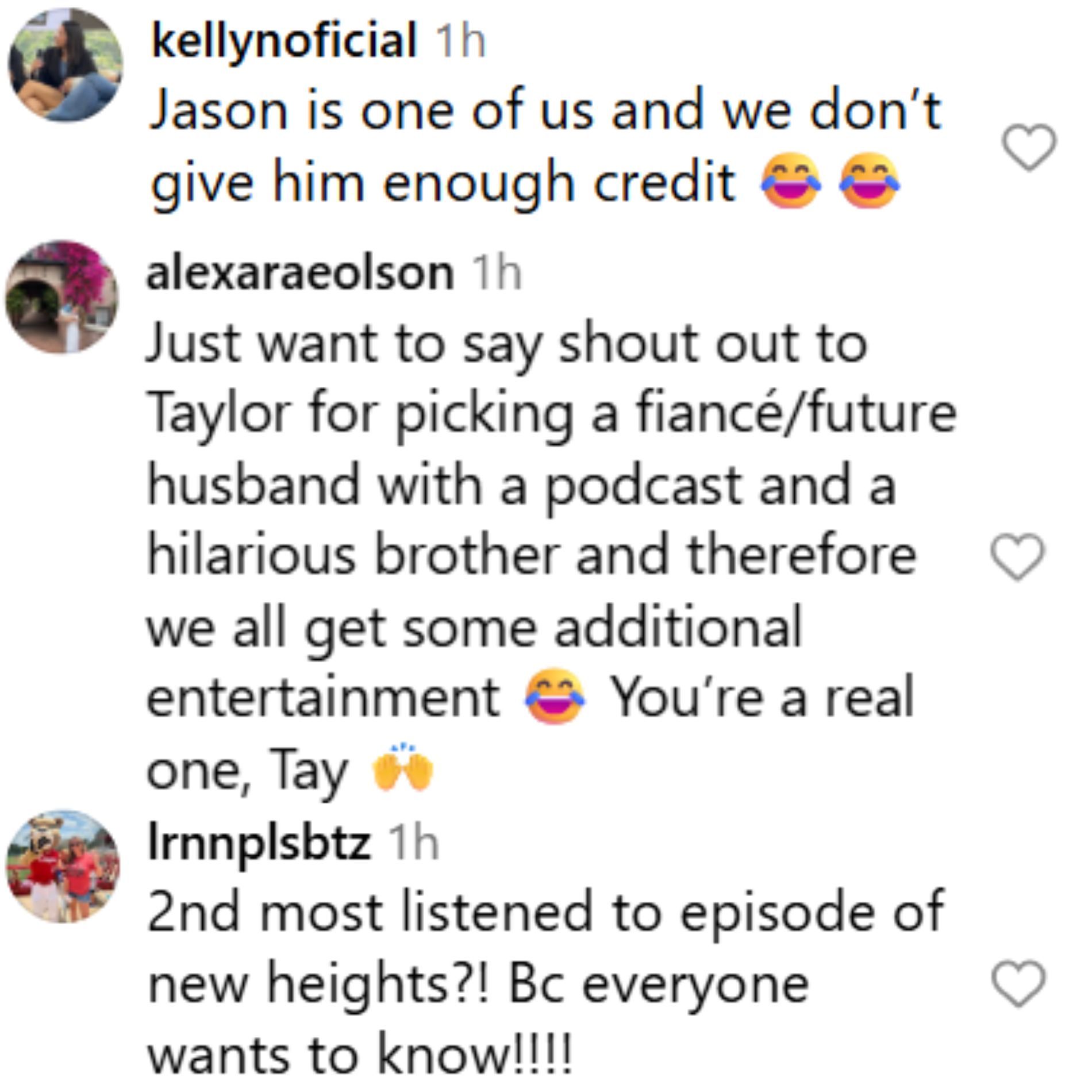 Fans&#039; reaction to the New Heights podcast teaser. (Image via Instagram/@newheightshow)