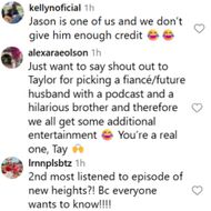 Fans' reaction to the New Heights podcast teaser. (Image via Instagram/@newheightshow)