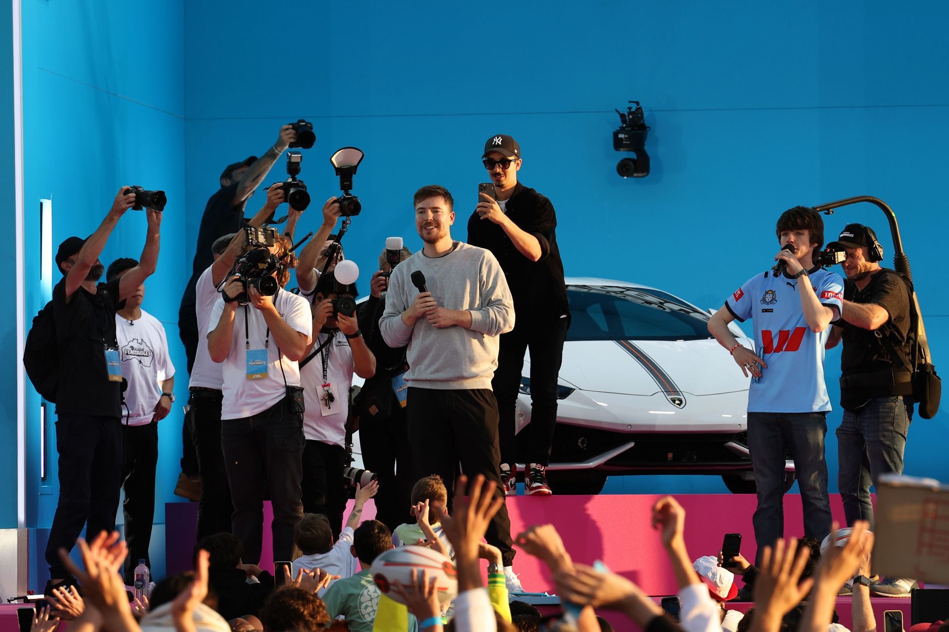 MrBeast Holds Car Giveaway At Sydney Opera House To Launch Feastables In Australia - Source: Getty