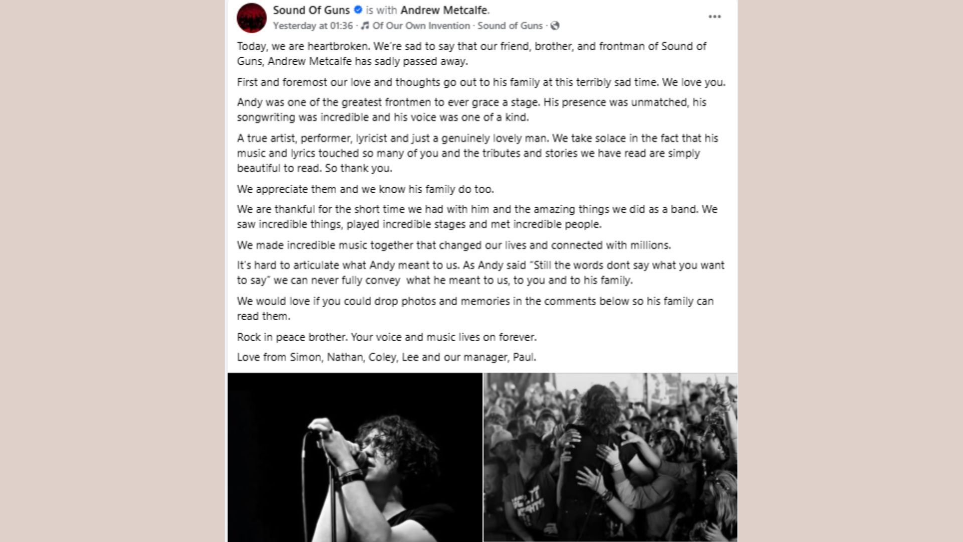 Facebook post by Sound of Guns (Image via Facebook/@soundofguns)