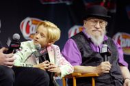 Dexter Sol Ansell and George R.R. Martin speak at HBO / HBO Max presents A Knight of the Seven Kingdoms – Journey into Westeros with Dunk and Egg during New York Comic Con 2025 at The Jacob K. Javits Convention Center on October 09, 2025 in New York City | Image via: Getty