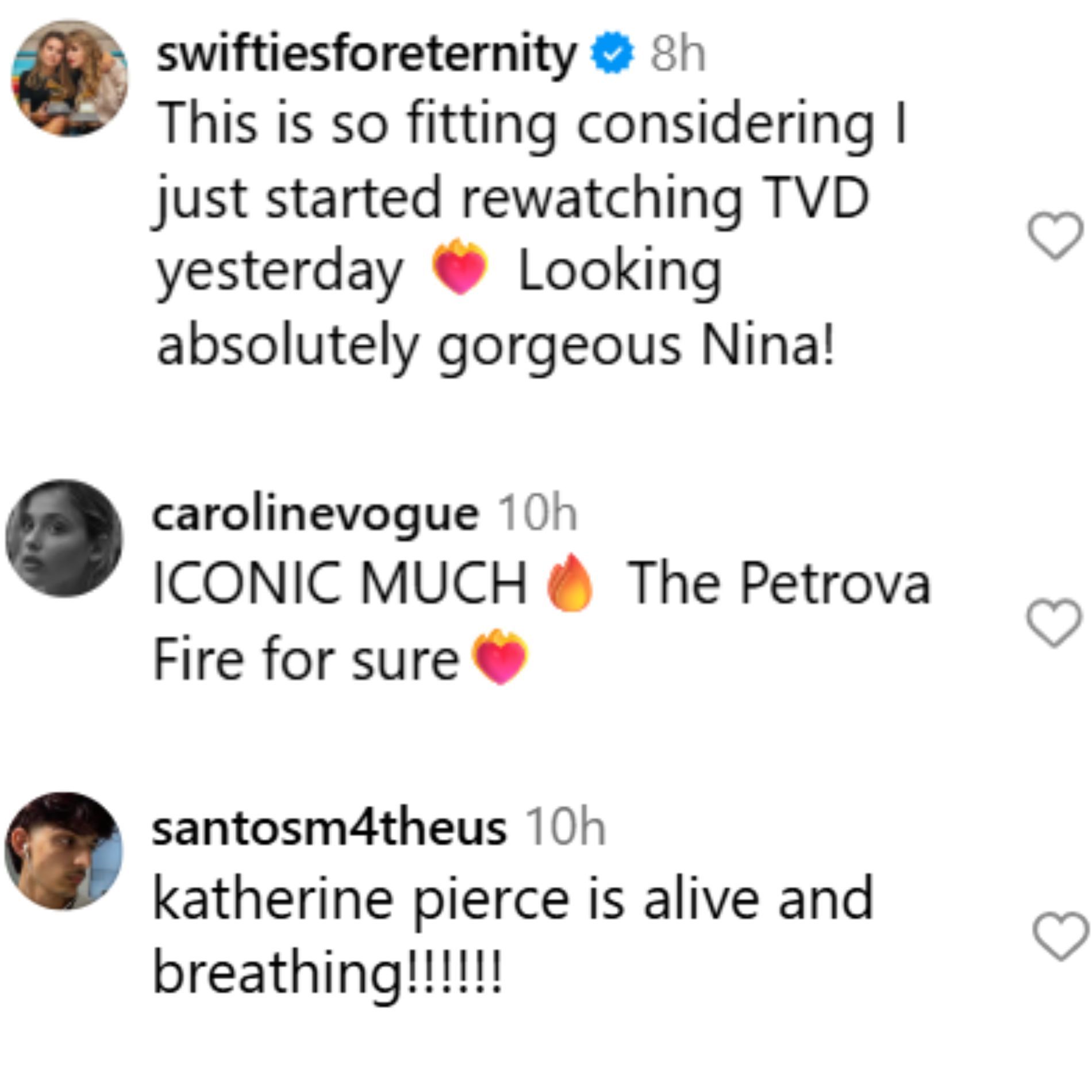 Fans react to Nina&#039;s post. (Image via Instagram/@nina)