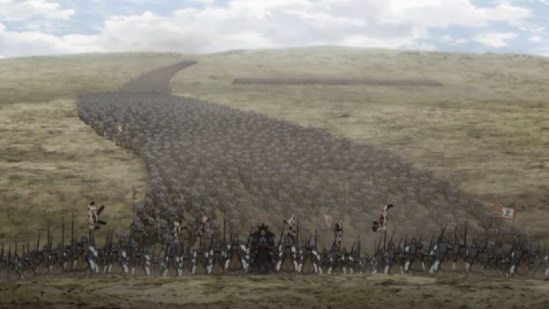 Qin army&#039;s main force reaches Liewei fortress (Image Source: Studio Pierrot)