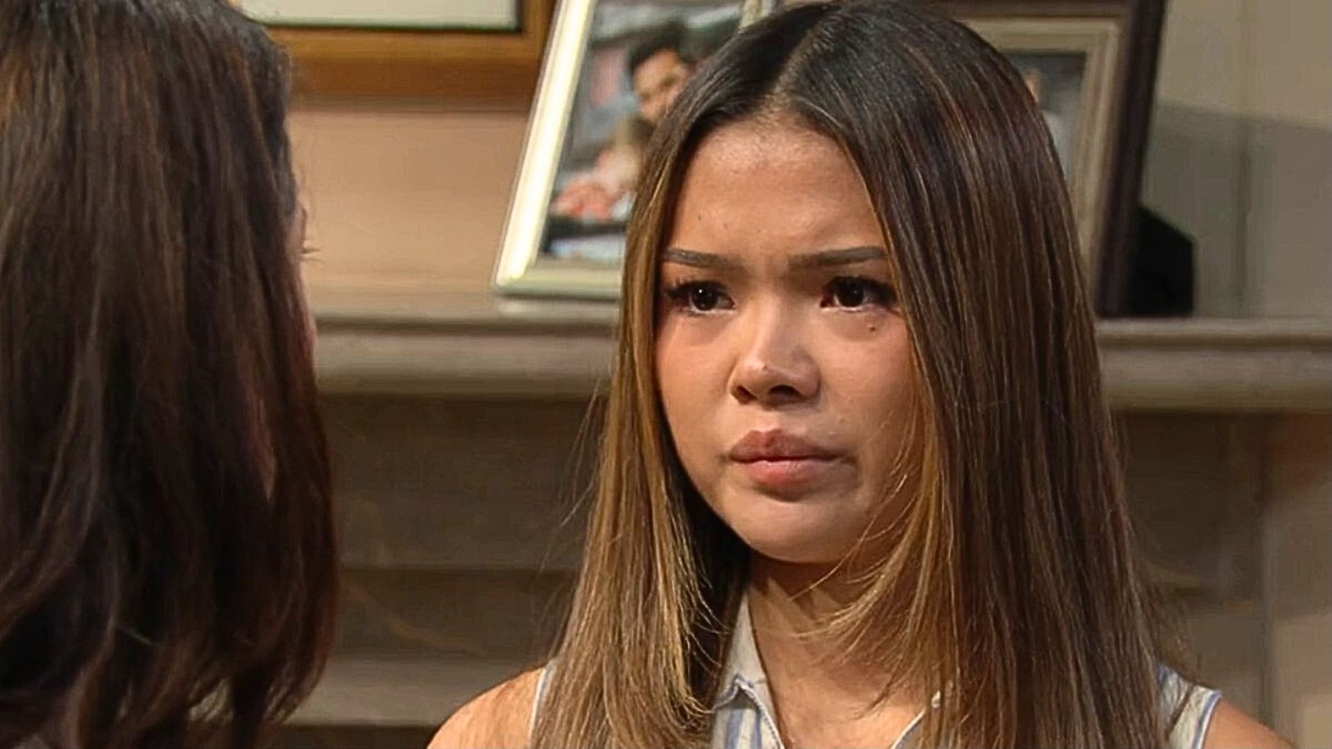 Luna looked worried that Will may not be her baby&#039;s father on The Bold and the Beautiful | Image: CBS