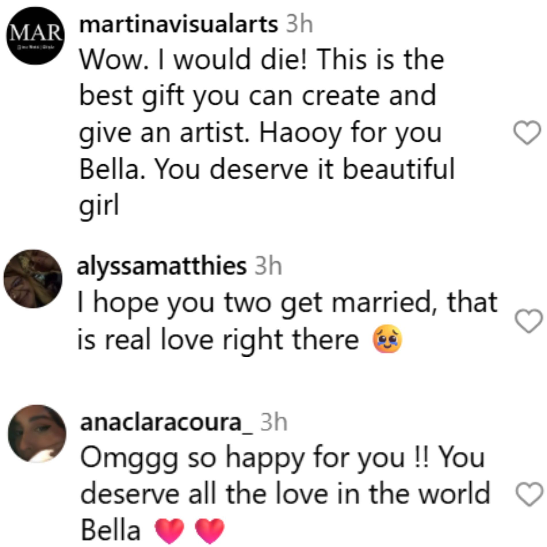 Fans react to Mark Emms&#039;s surprise. (Image via Instagram/@bellathorne)