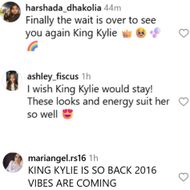 Fans react to Kylie's Instagram post. (Image via Instagram/@kyliejenner)