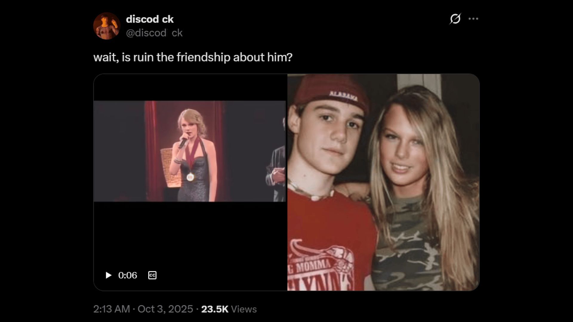 A fan speculates about &#039;Ruin the Freindship&#039; being about Jeff Lang. (Image via X)