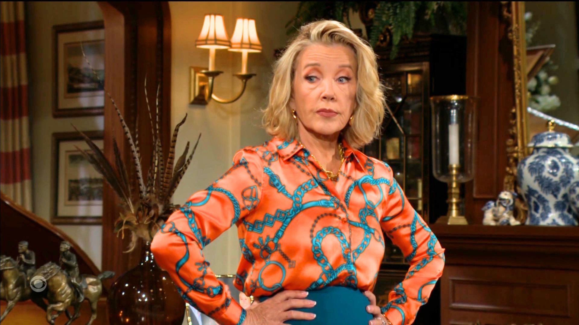 Nikki (Melody Thomas Scott) gave Victor this look after he conceded he wasn&#039;t right on The Young and the Restless | Image: CBS