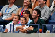 Danielle and Kevin Jonas with daughters (L, R), Alena and Valentina, at the 2024 US Open (Image via Getty)