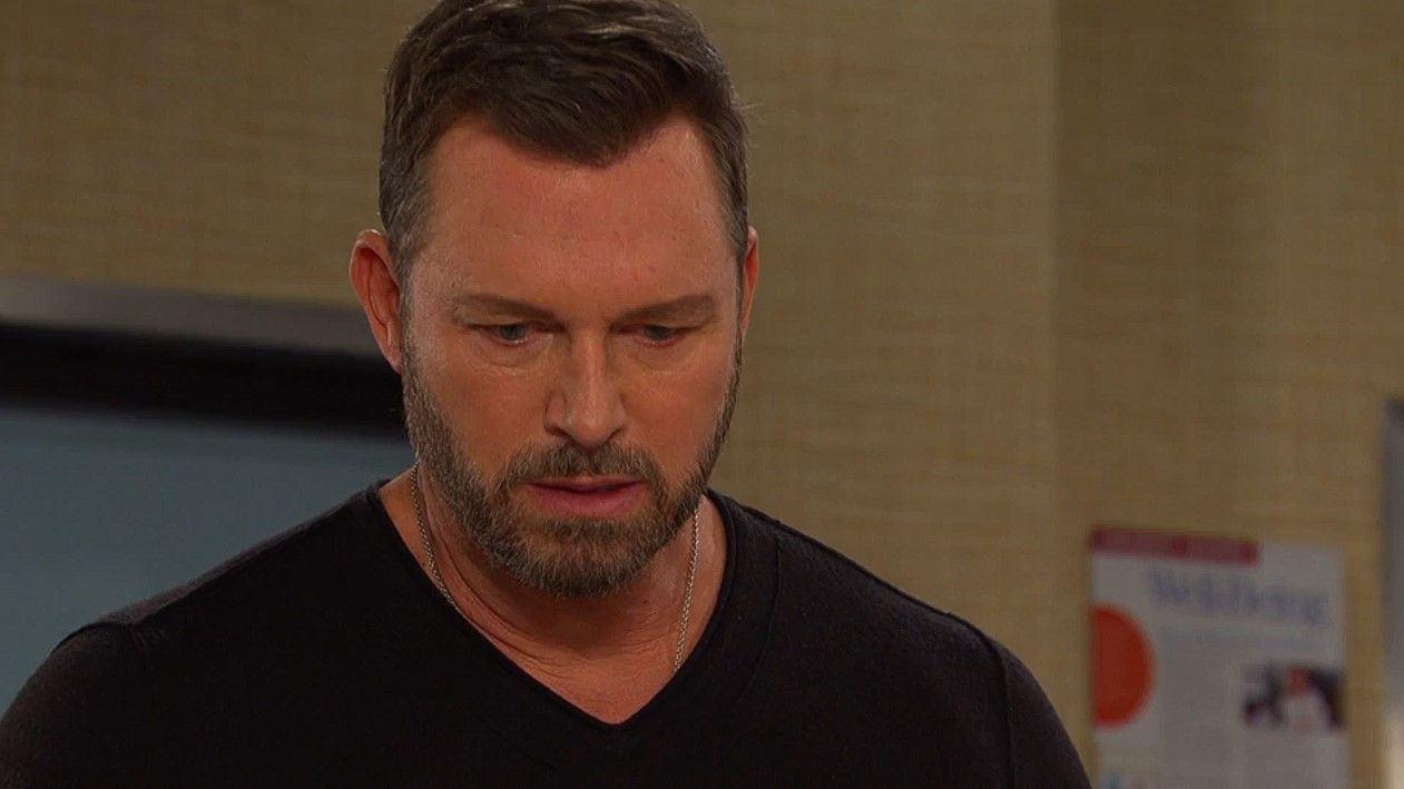 Brady (Eric Martsolf) reacted to his own personal Maury Povich moment. \Image: Peacock