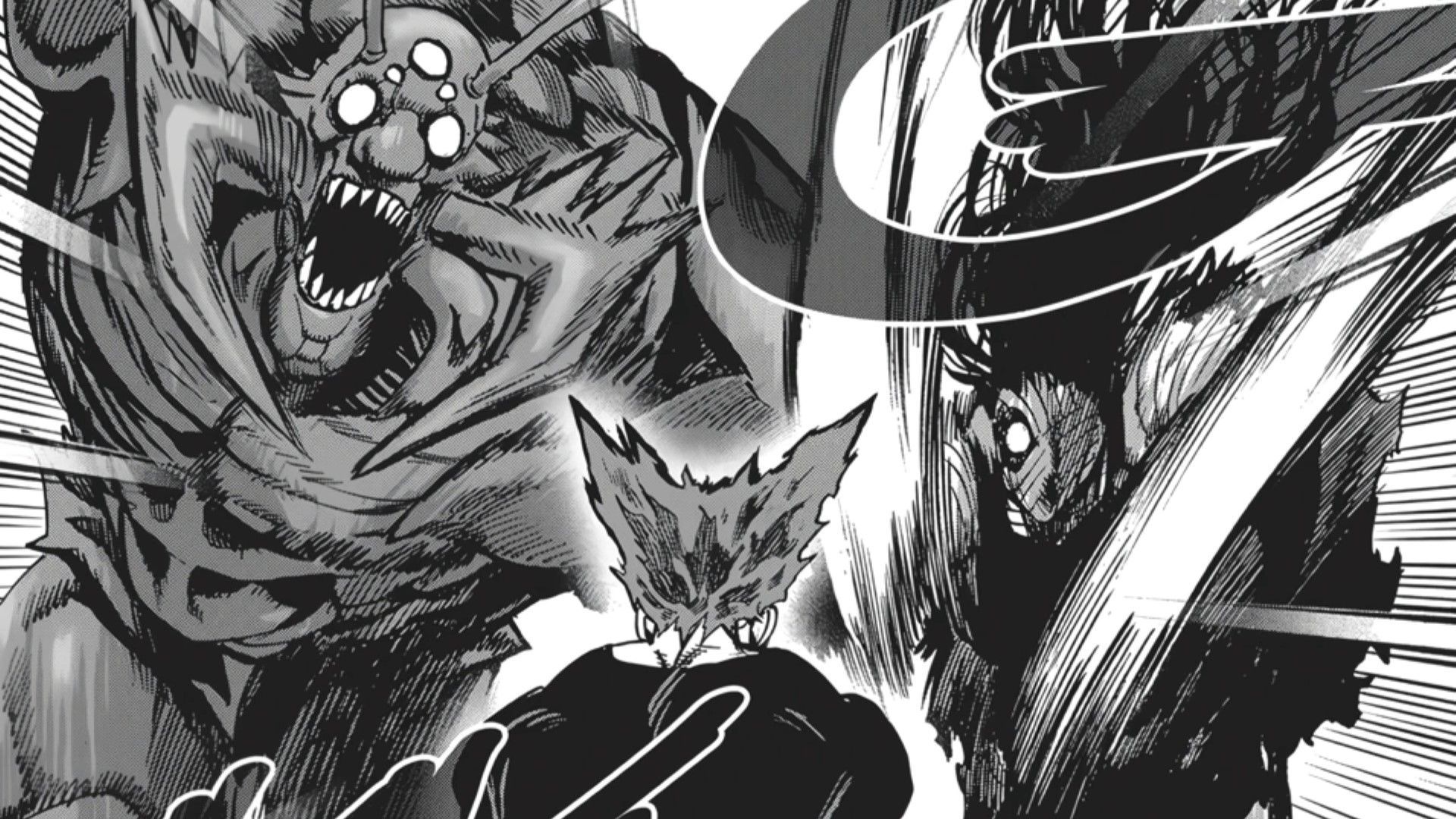 Garou vs. Royal Ripper and Bug God (Image Credit: Shueisha)