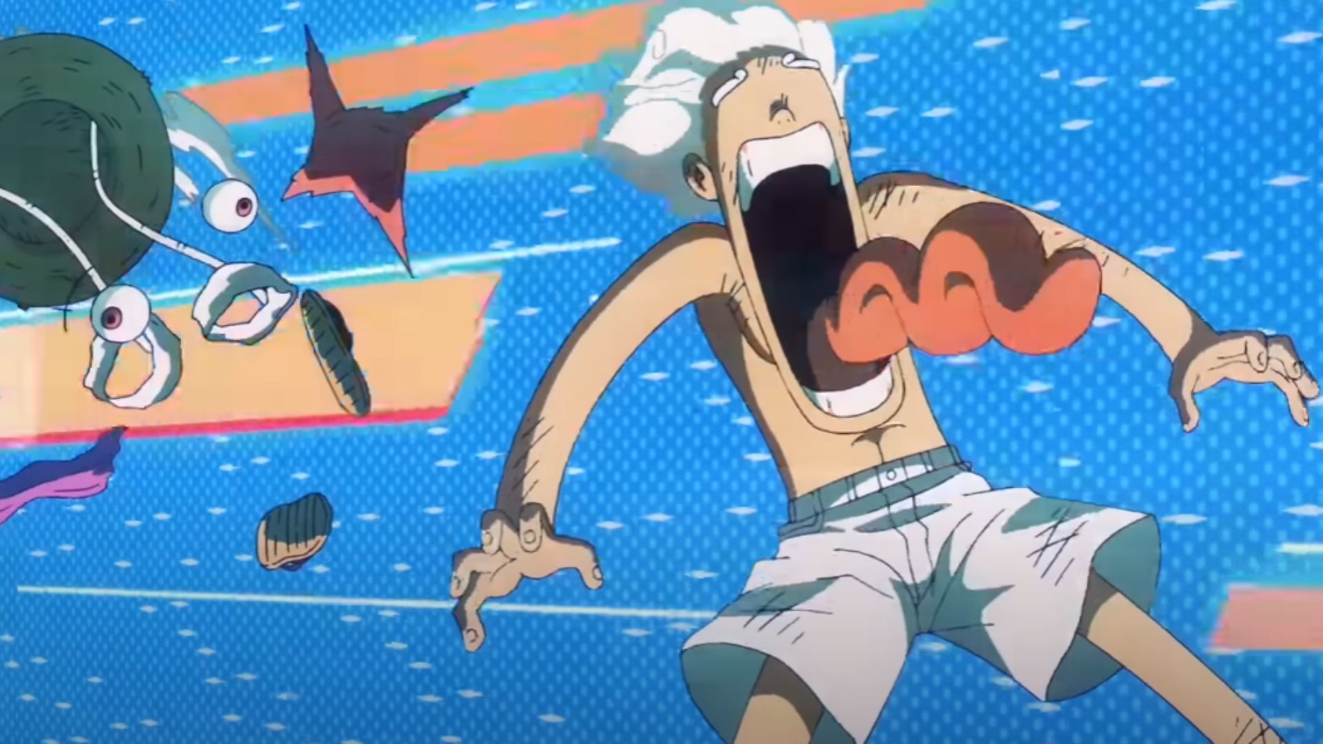 A funny scene of Luffy&#039;s body parts flying away (Image Source: Toei Animation)