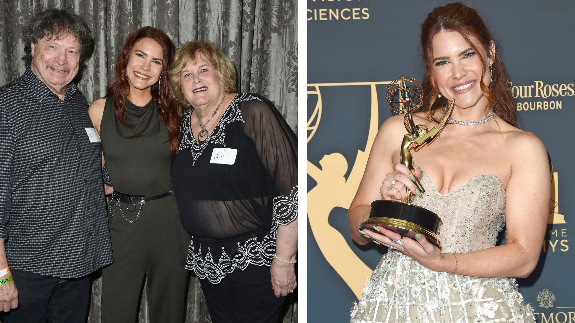 Courtney Hope with her Dad and Mom, and her Daytime Emmy for The Young and the Restless | Image: JPI