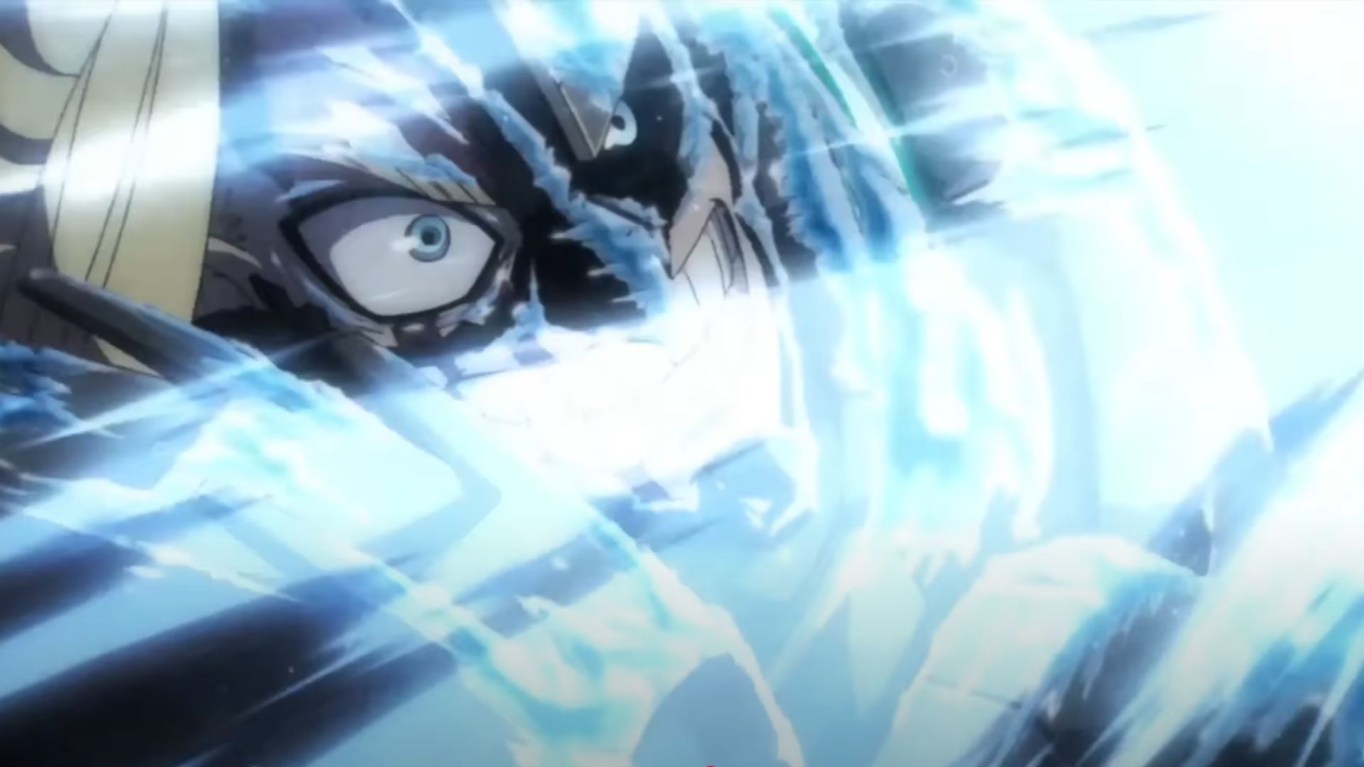 Armored All Might replicating Shoto&#039;s Ice Quirk (Image Source: Studio Bones)