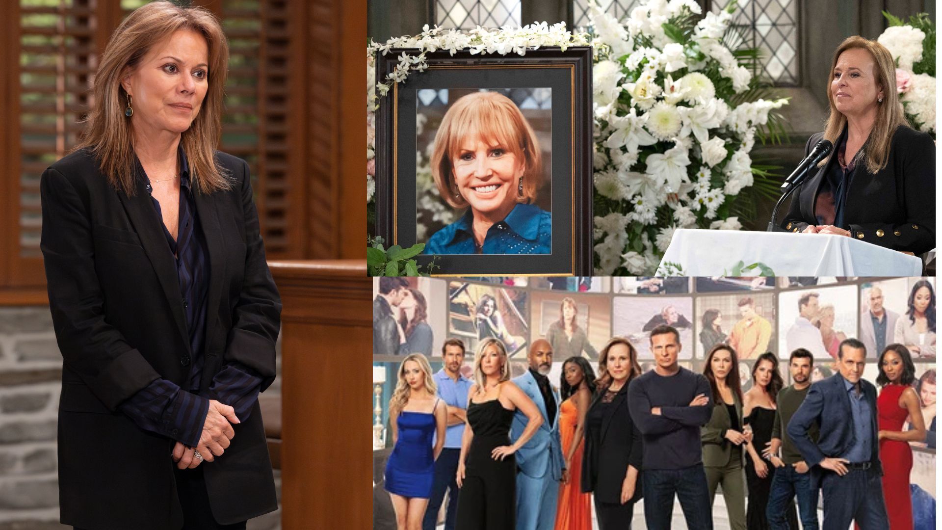 Nancy Lee Grahn (Alexis), Genie Francis (Laura), the late Leslie Charleson (Monica), and the cast of General Hospital | Image: Disney/Bahareh Ritter