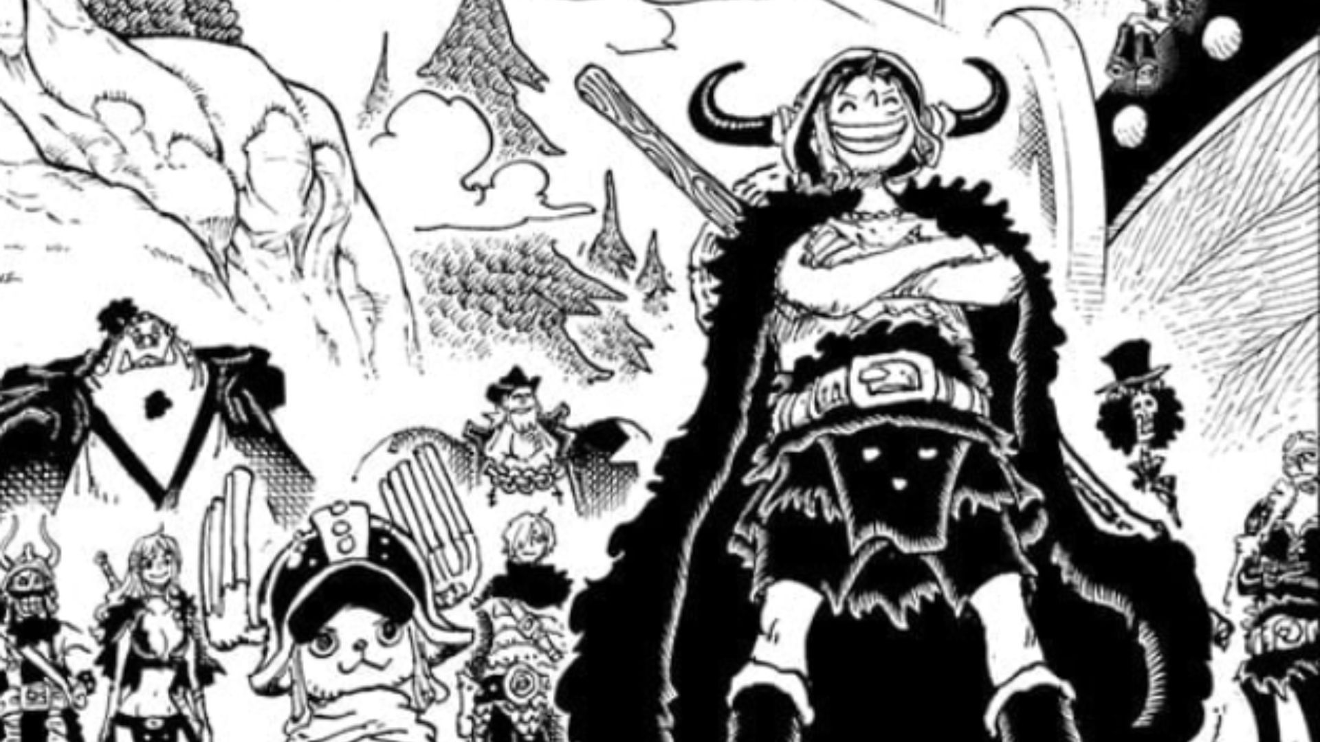 The Straw-Hat crew in Elbaph (Image Source: VIZ)