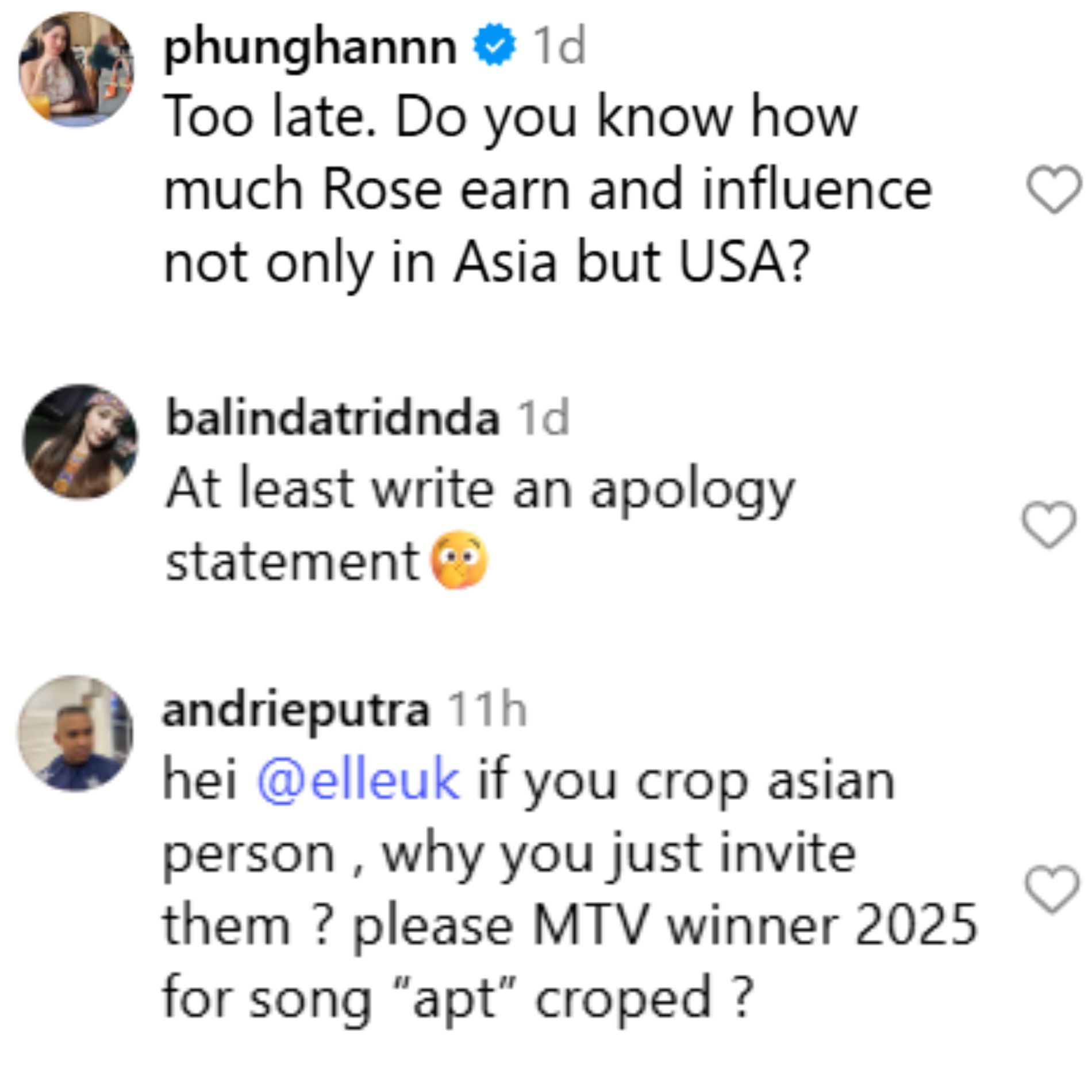 Fans react to Elle UK&#039;s post. (Image via Instagram/@elleuk)