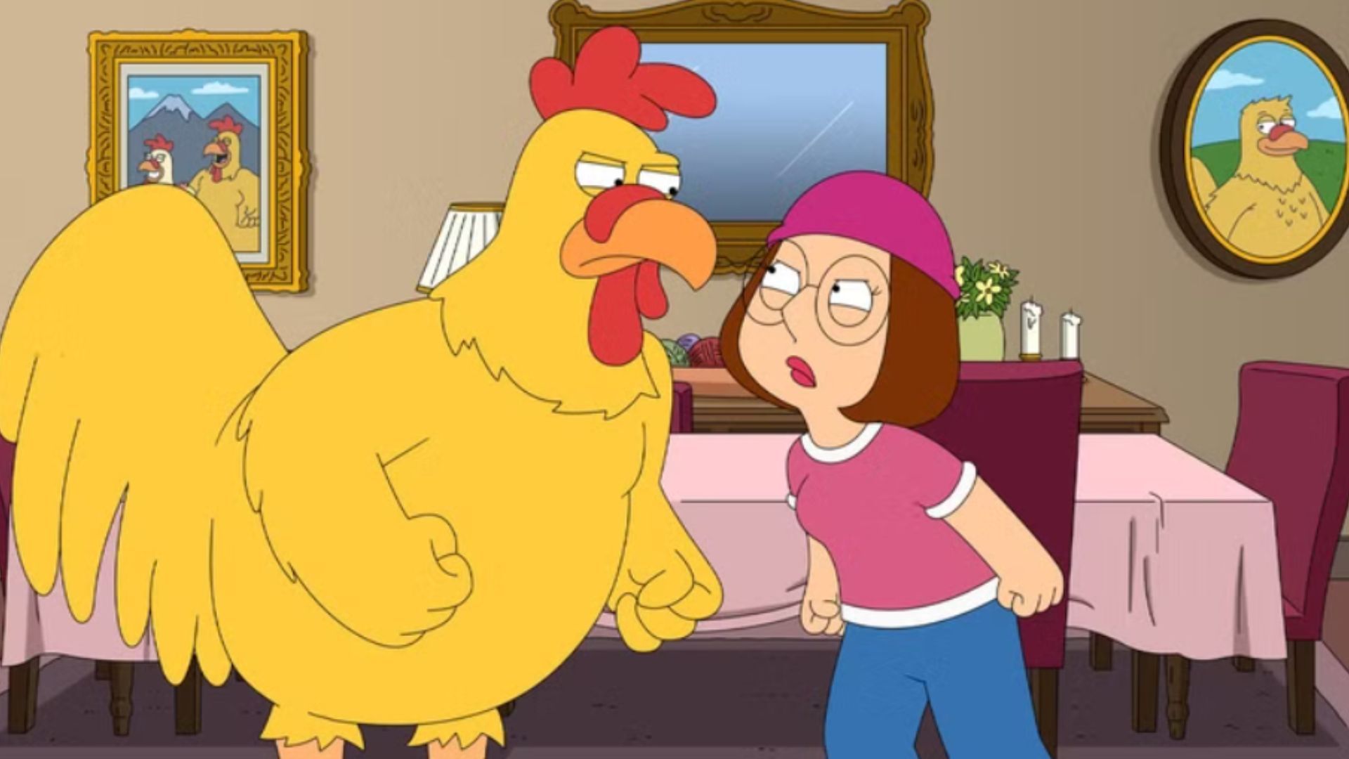  Ernie the Giant Chicken and Meg (Image via Fox)