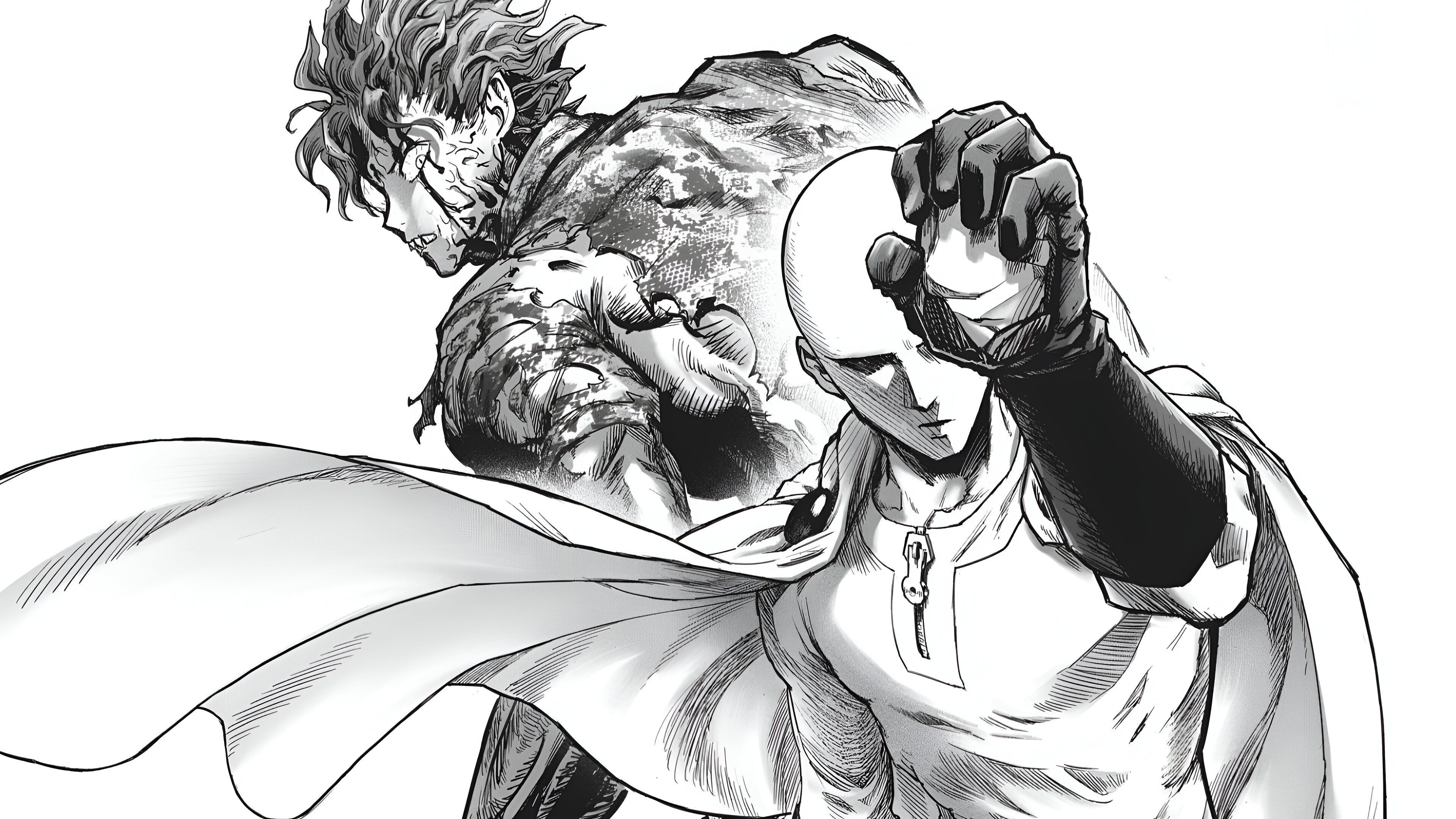 Saitama catches the stone thrown to Amai Mask 