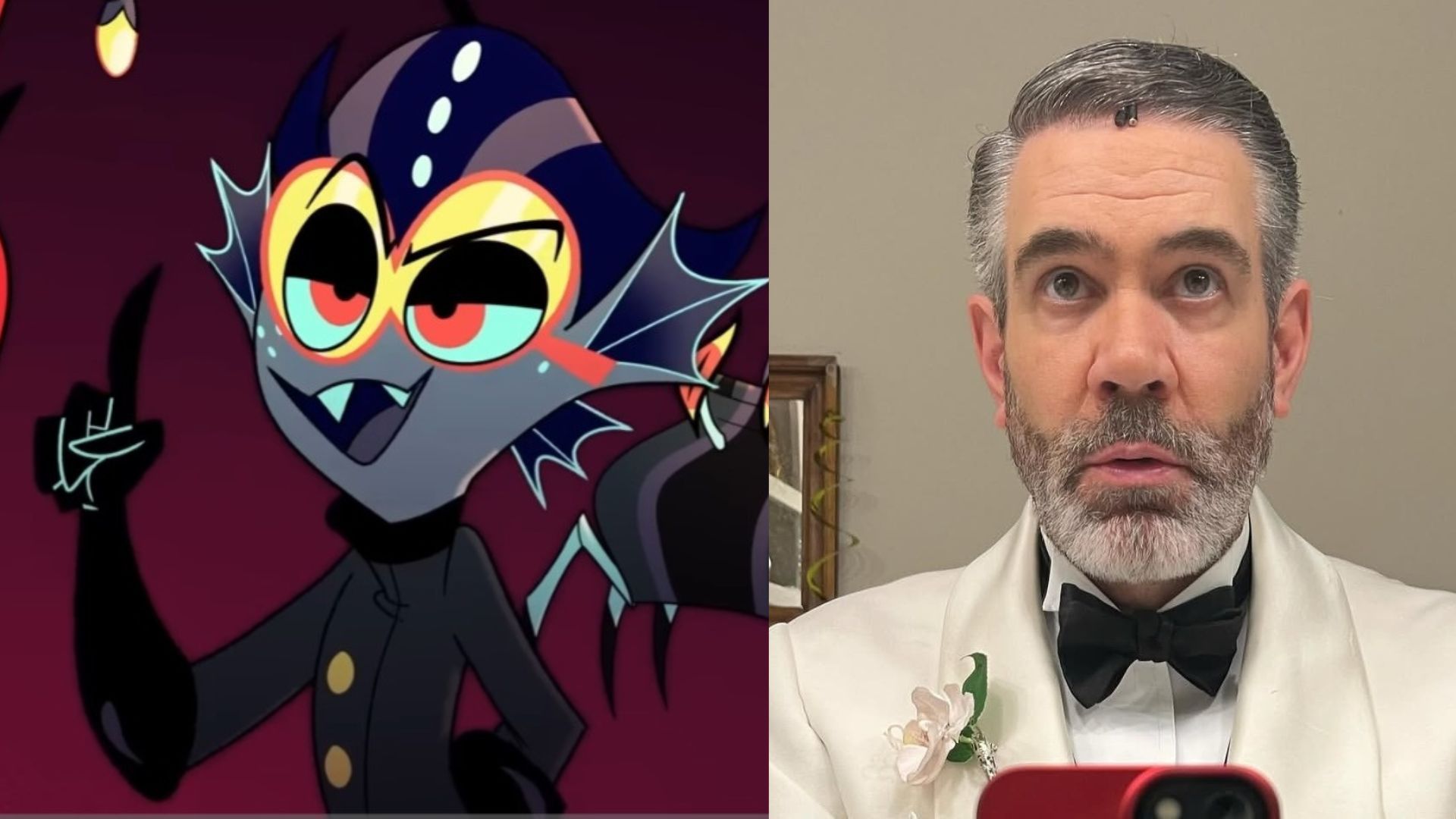 Kevin Del Aguila voices Baxter on Hazbin Hotel (Image Via Instagram/@kevinoftheeagle) (Image Via YouTube/@Prime Video)
