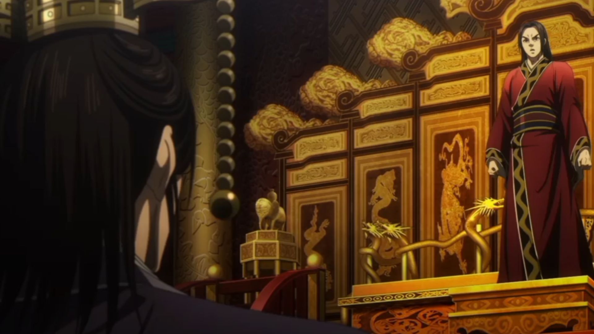 Lord Changping addresses the main issue of the army to his majesty (Image Source: Studio Pierrot)