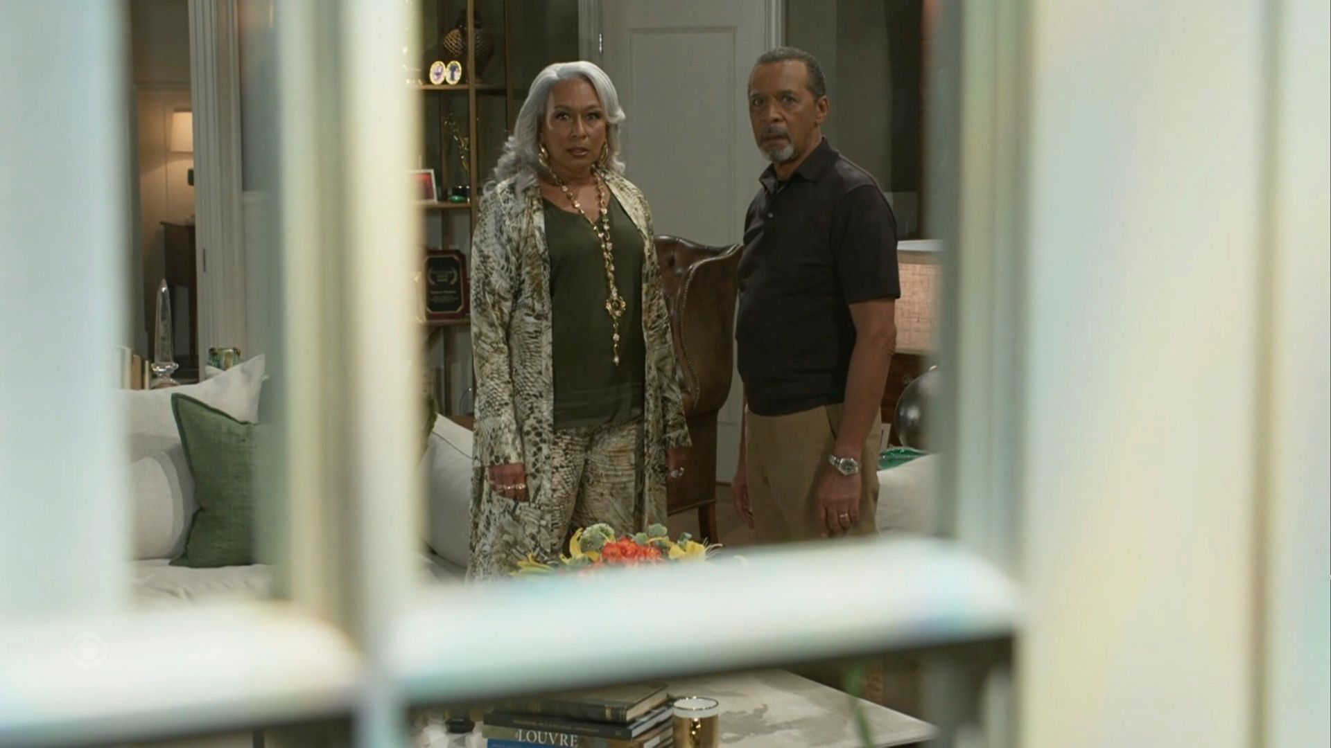 Beyond the Gates: Anita and vernon look in shock at the sound of construction across the road | Image: CBS
