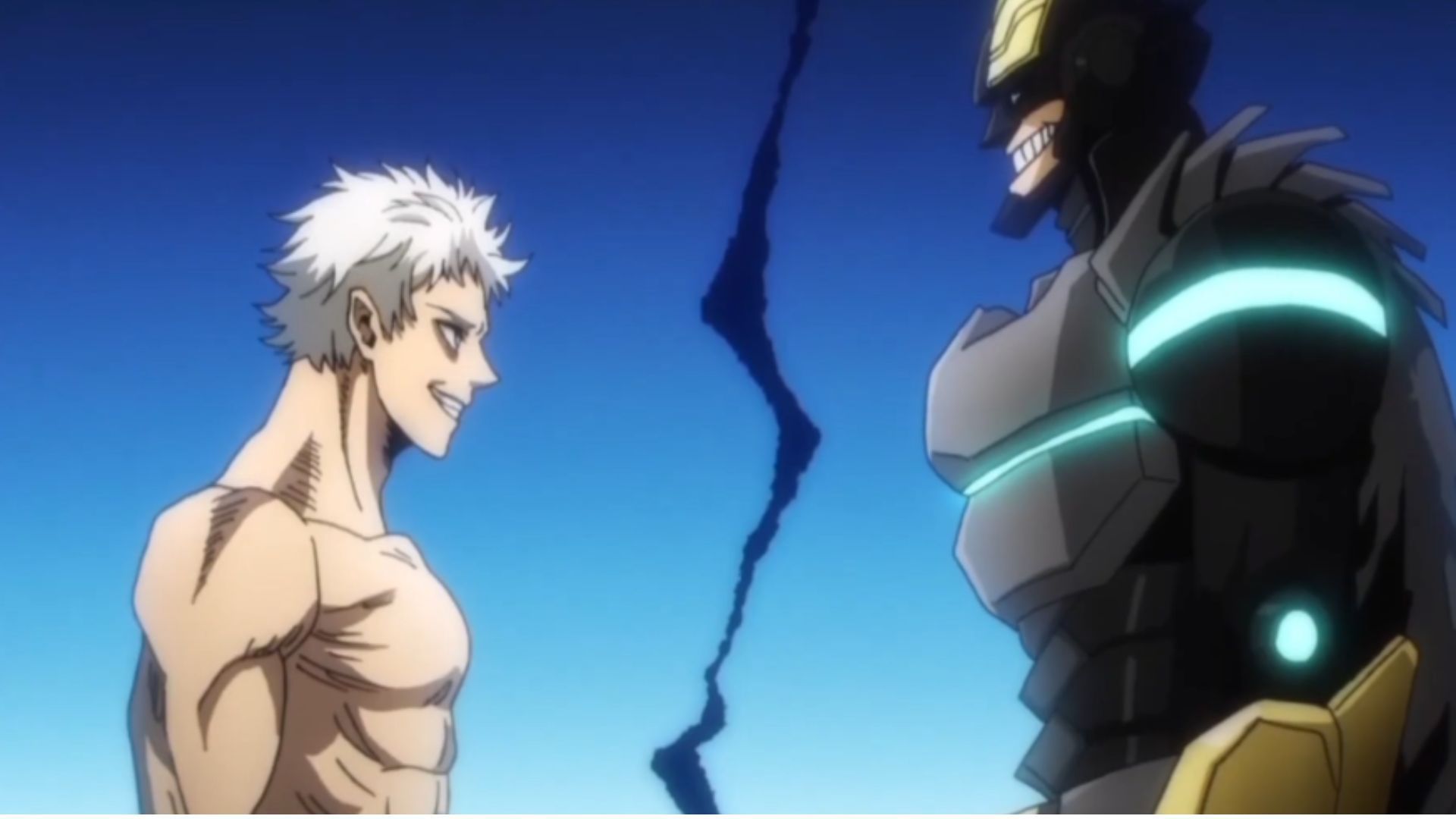 All Might&#039;s last stand against All For One (Image Source: Studio Bones)