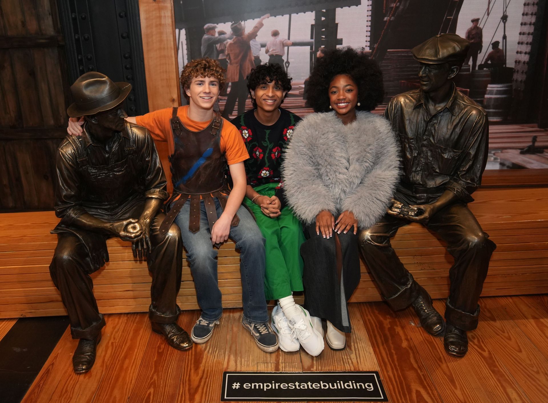 The Cast of Disney+&#039;s &quot;Percy Jackson + The Olympians&quot; and Series Author Rick Riordan Visit the Empire State Building - Source: Getty