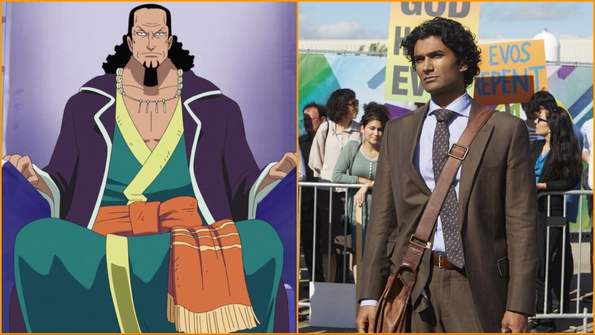Nefertari Cobra and Sendhil Ramamurthy (Image Credit: Toei Animation and NBC Universal Media)