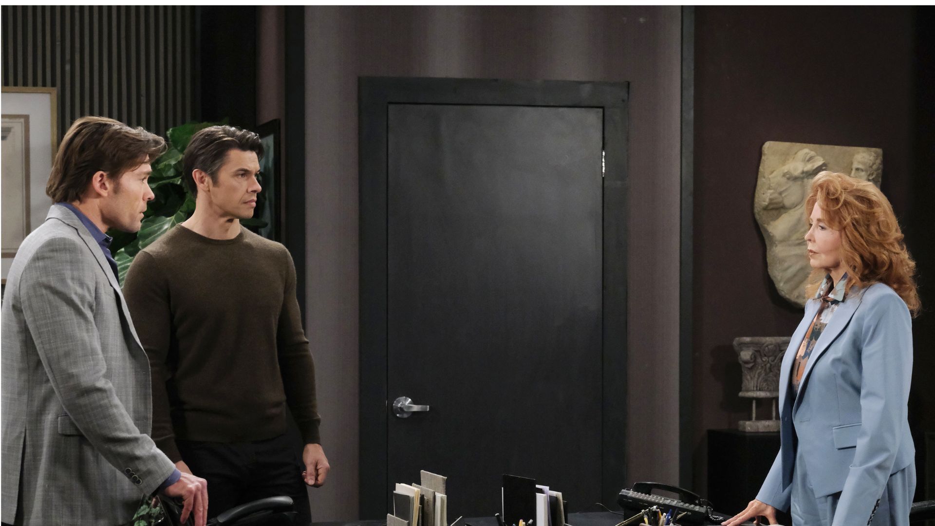 John-Paul Lavoisier (Philip), Paul Telfer (Xander), and Suzanne Rogers (Maggie) on Days of our Lives | Image: JPI