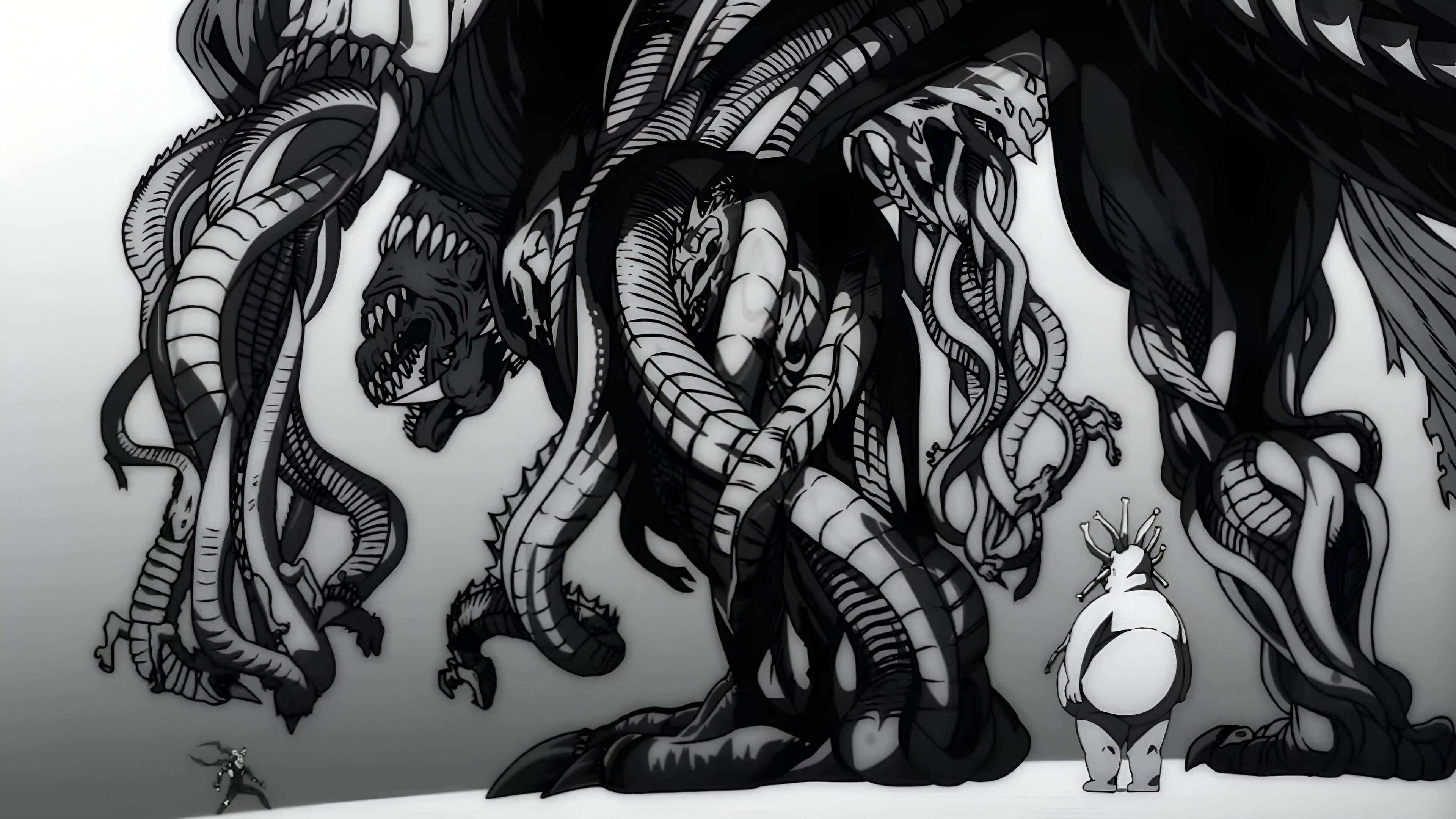 King Orochi, Gyoro Gyoro, and Garou in one frame 