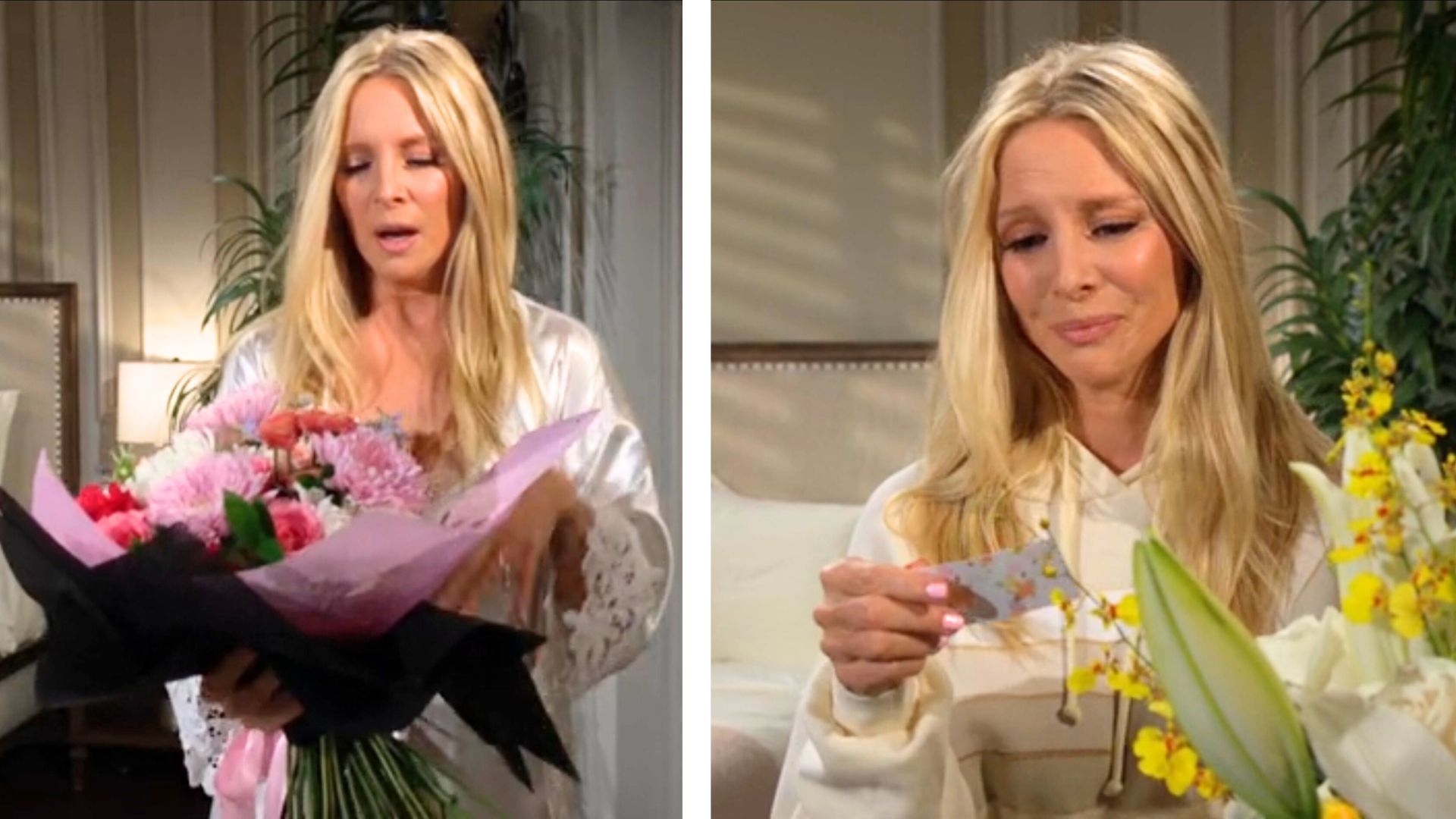 Christine cried over both bouquets but for different reasons on The Young and the Restless | Image: CBS