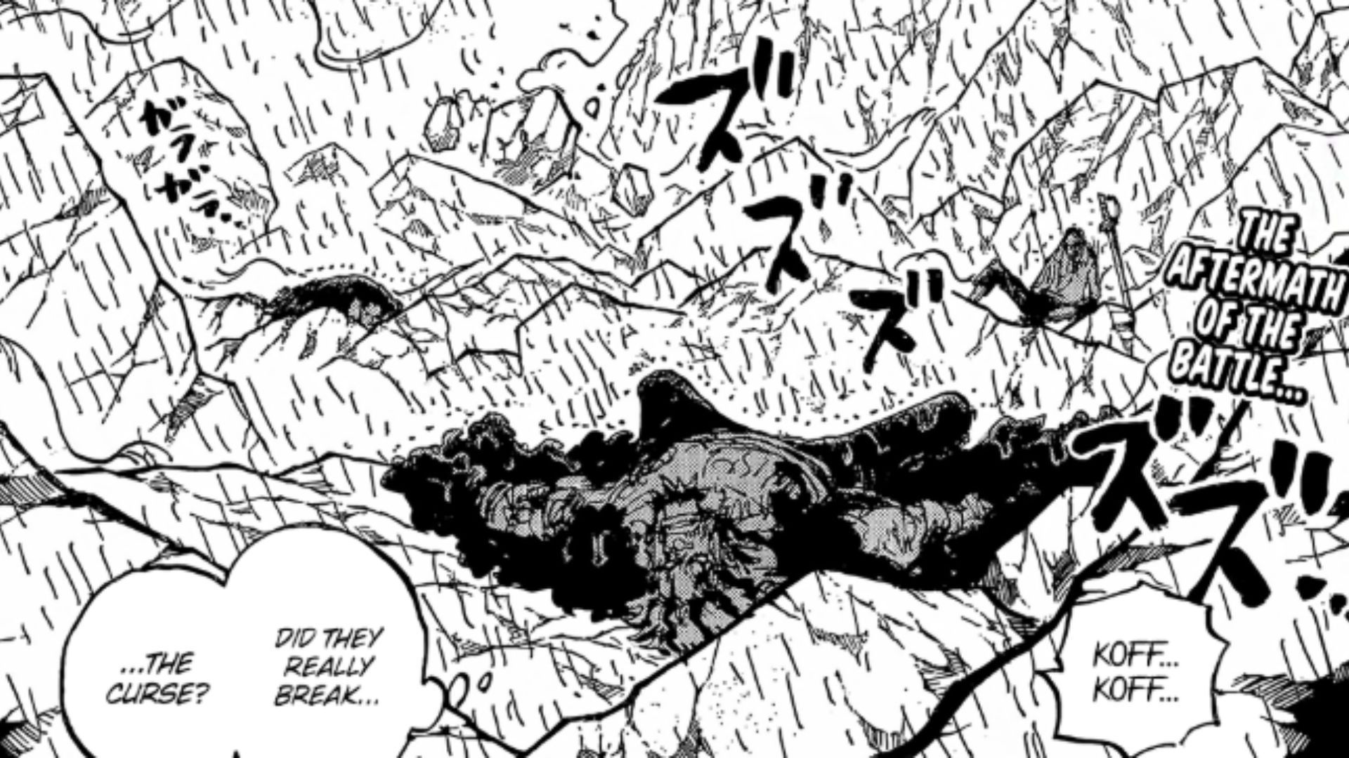 Rocks D. Xebec, Monkey D. Garp, and Gol D. Roger as seen lying unconscious (Image Source: VIZ)