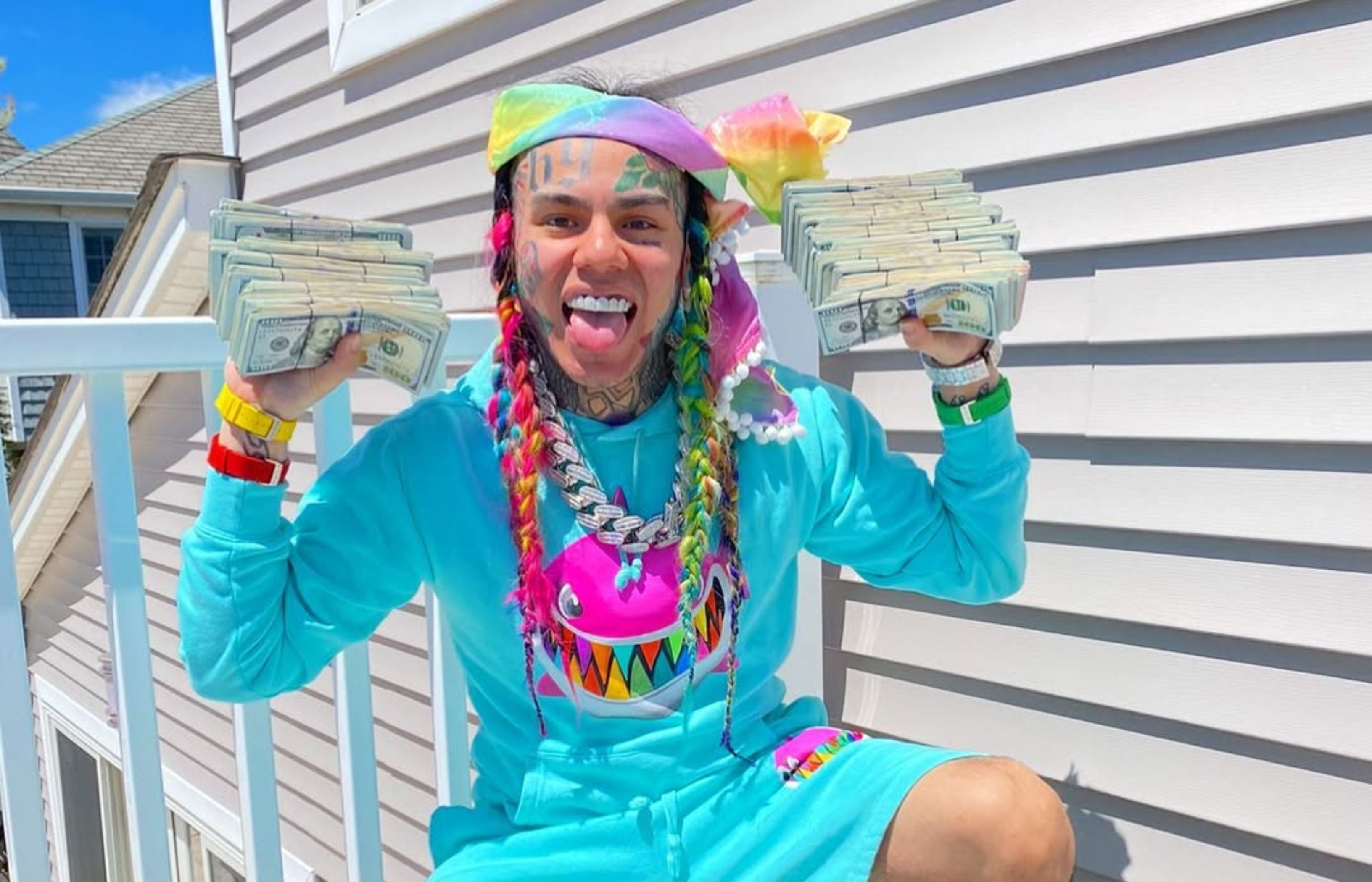 Tekashi 6ix9ine mocks Blueface&rsquo;s brand logo face tattoo reveal