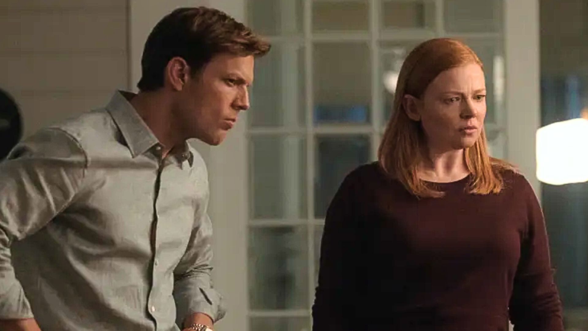 Sarah Snook and Jake Lacey in a scene from Peacock&rsquo;s All Her Fault (Image via Peacock)