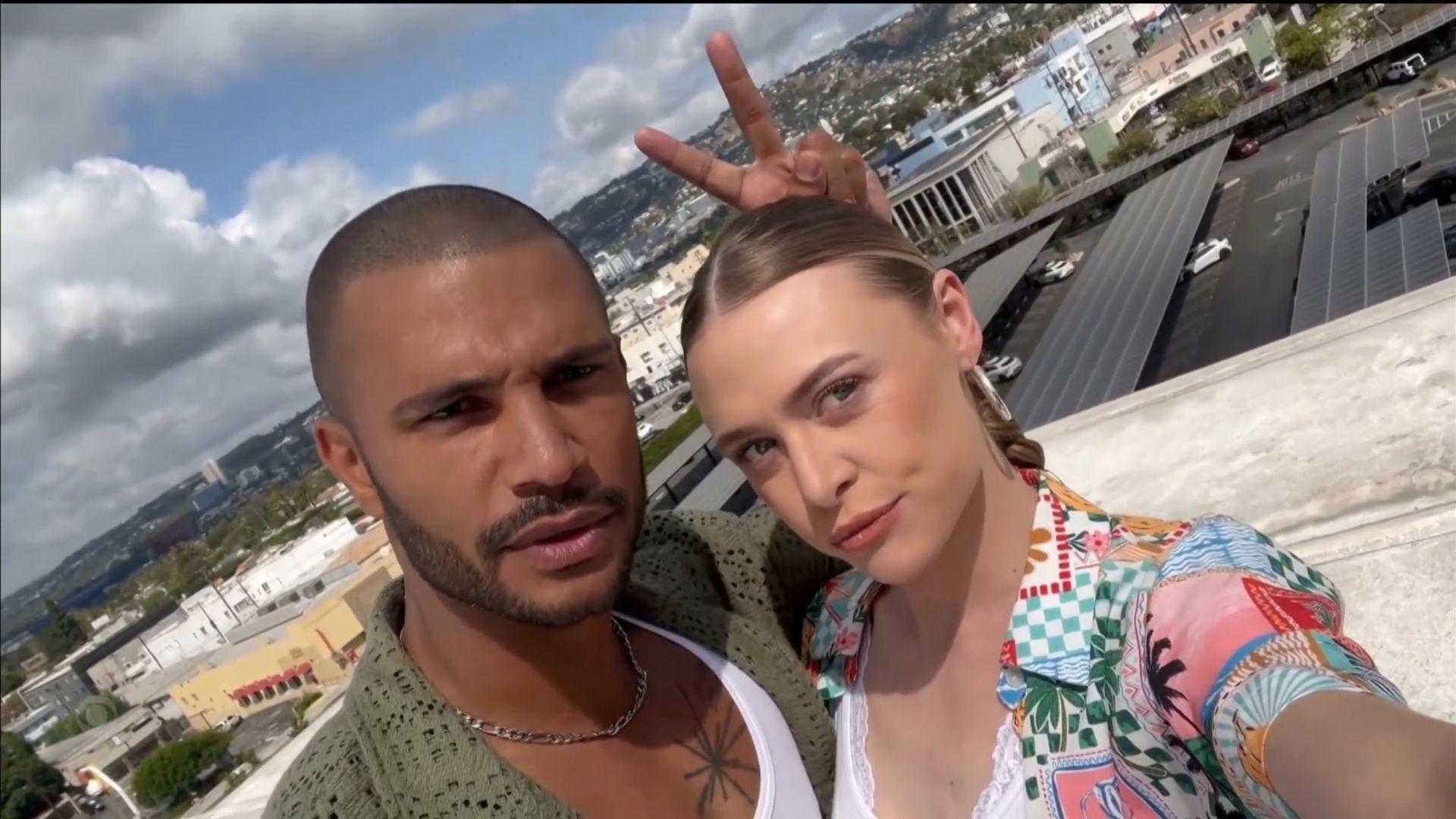 Holden (Nathan Owens) puts bunny ears on Claire (Hayley Erin) on The Young and the Restless | Image: CBS