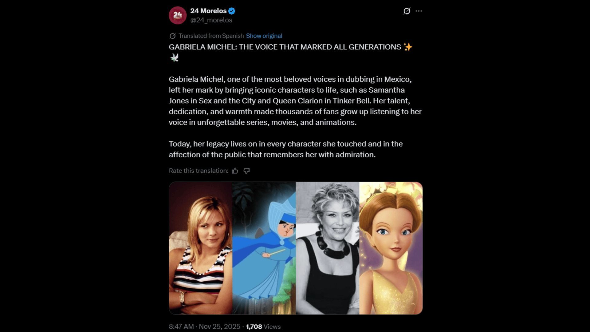 Gabriela Michel died at 65. (Image via X)