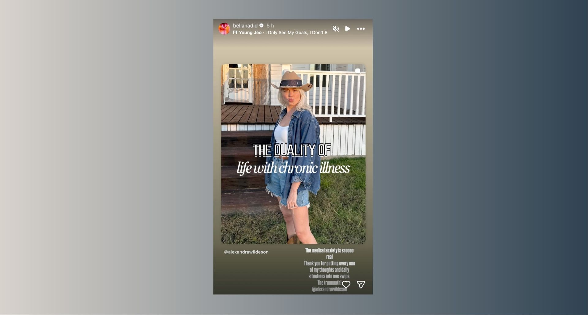 Bella opens up about her health. (Image via Instagram/ bellahadid)