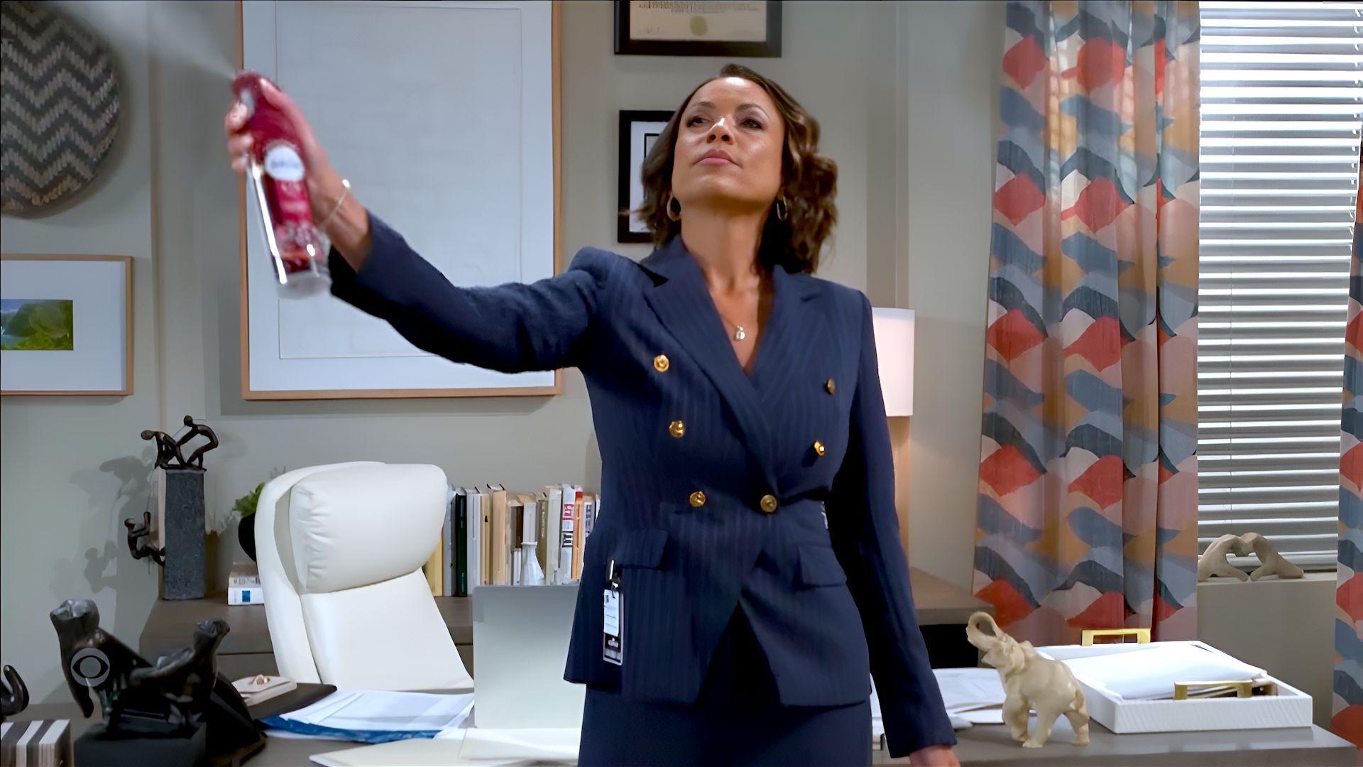 &ldquo;Let us spray,&rdquo; Nicole preached before Carlton made her a WinterFest disciple on Beyond the Gates | Image: CBS